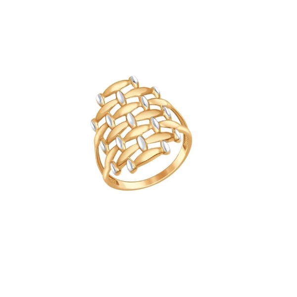 Кольцо без камней из красного золота 585 с родированием
