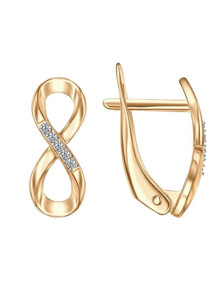 Серьги Бесконечность с бриллиантами из красного золота 585 036402-1502 