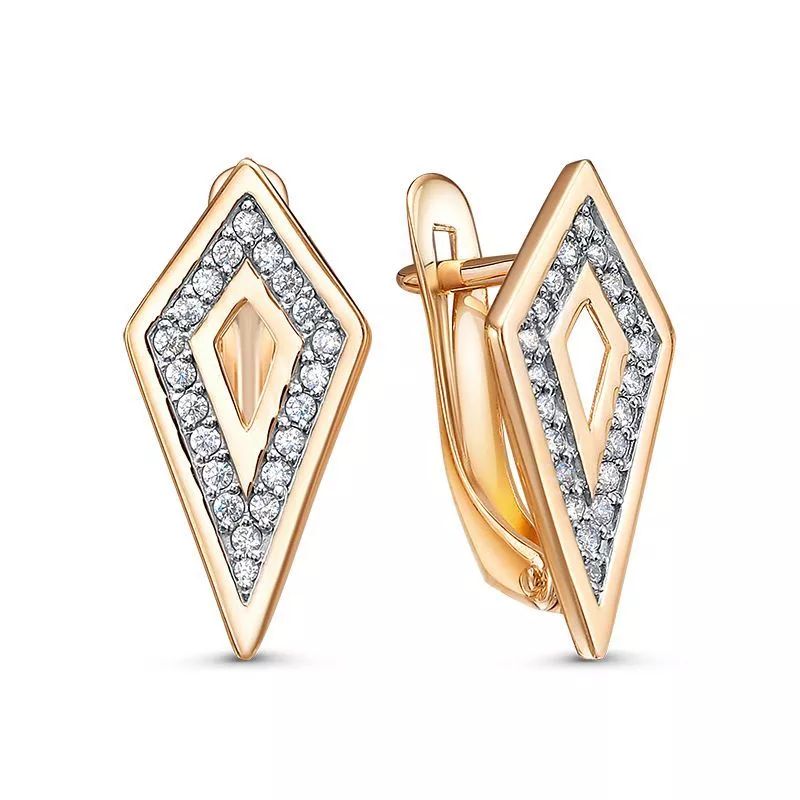 Серьги с фианитами из красного золота 585 1202819