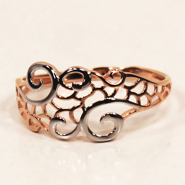 Кольцо из красного золота 585 с родированием 70060300