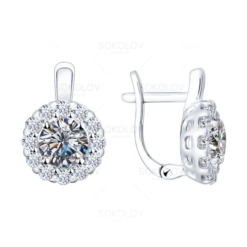 Серьги с фианитами из серебра 925 