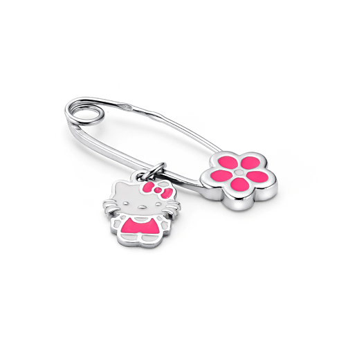 Булавка Hello Kitty  с эмалью из серебра 925 с родированием 970180331                