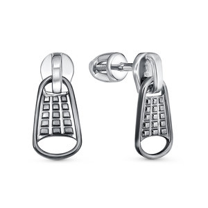 Серьги-пусеты Замок-молния из серебра 925 с родированием с0504460