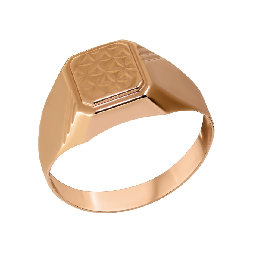 Печатка с алмазной гранью из красного золота 585 ТКМ 5-3