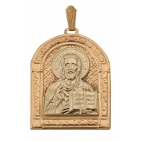 Икона нательная Господь Вседержитель из красного золота 585