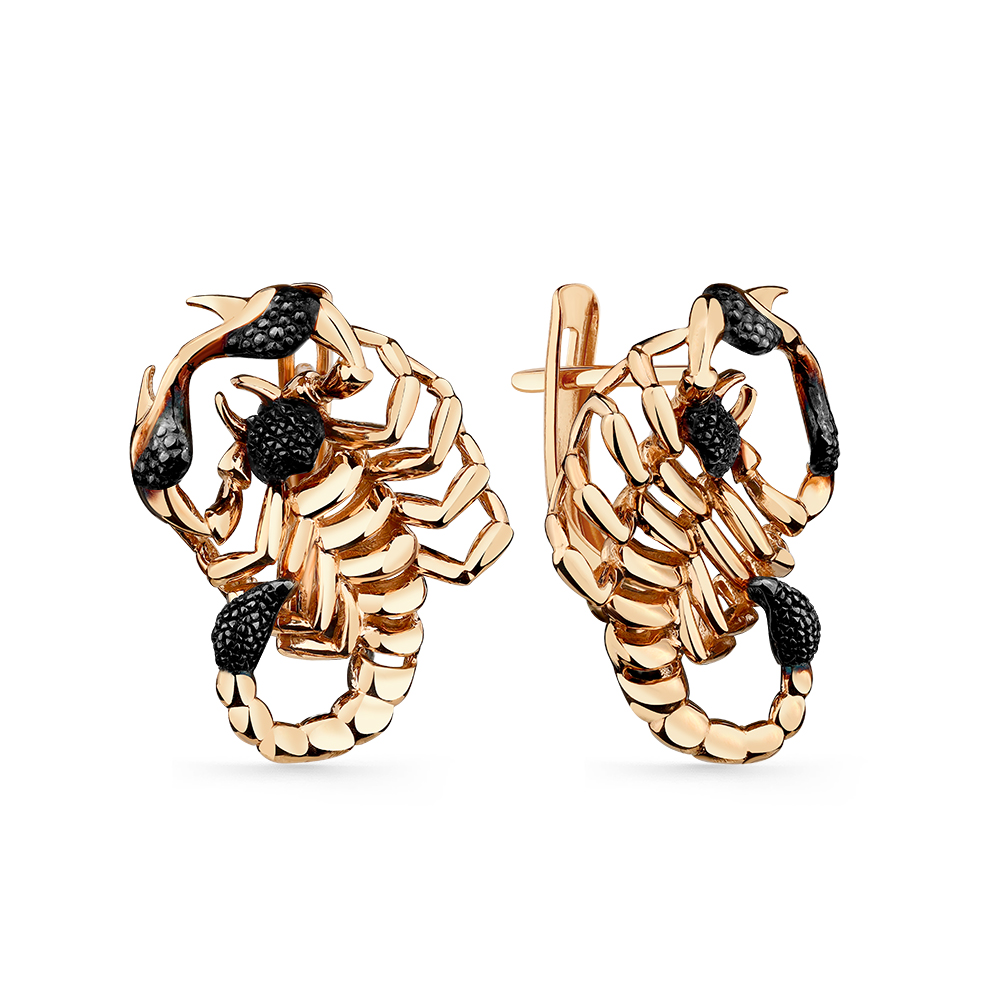 Серьги Скорпионы из красного золота 585 с родированием 002-0622-0000-012