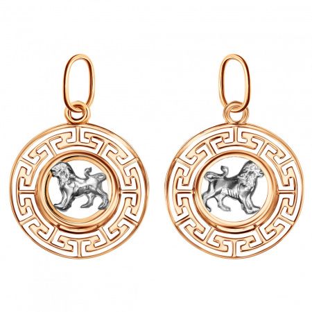 Подвеска знак зодиака Лев из красного золота 585 с родированием КрСВПлев