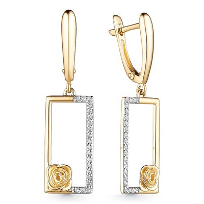 Серьги с фианитами из красного золота 585 с4525