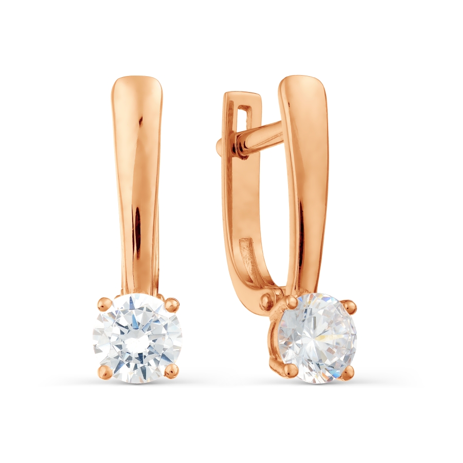 Серьги с фианитами из красного золота 585 Т102028243
