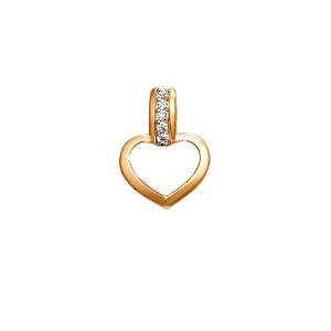 Подвеска Сердце с бриллиантами из красного золота 585 с родированием