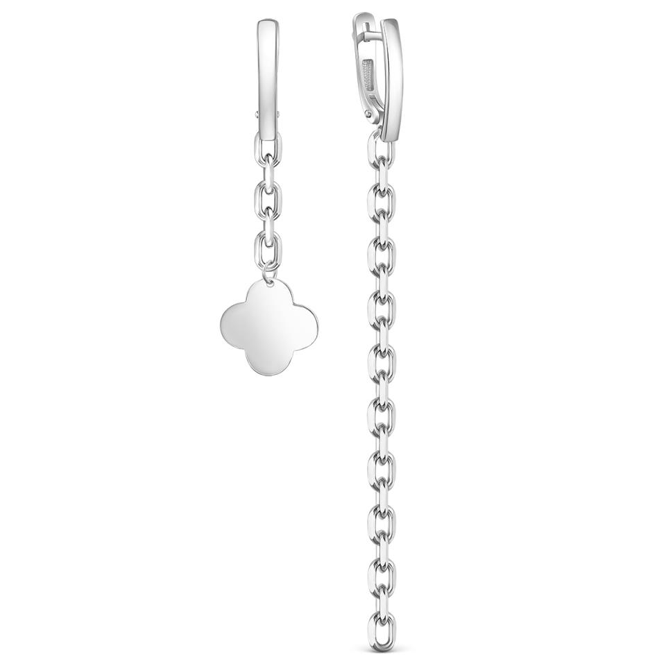 Серьги Клевер из серебра 925 с родированием 420-10-589р