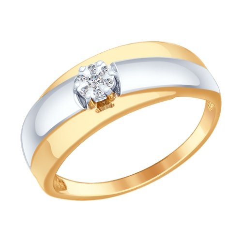 Кольцо с бриллиантами из комбинированного золота 585 