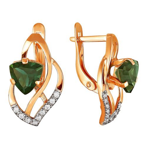 Серьги с гранатами и фианитами из красного золота 585 280308 1 8 1             
