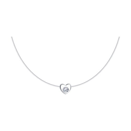 Колье Сердце с кристаллом Swarovski из серебра 925 с родированием 89070001