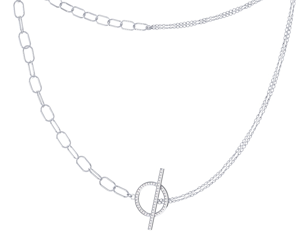 Колье с фианитами из серебра 925 с родированием 0320570-00775