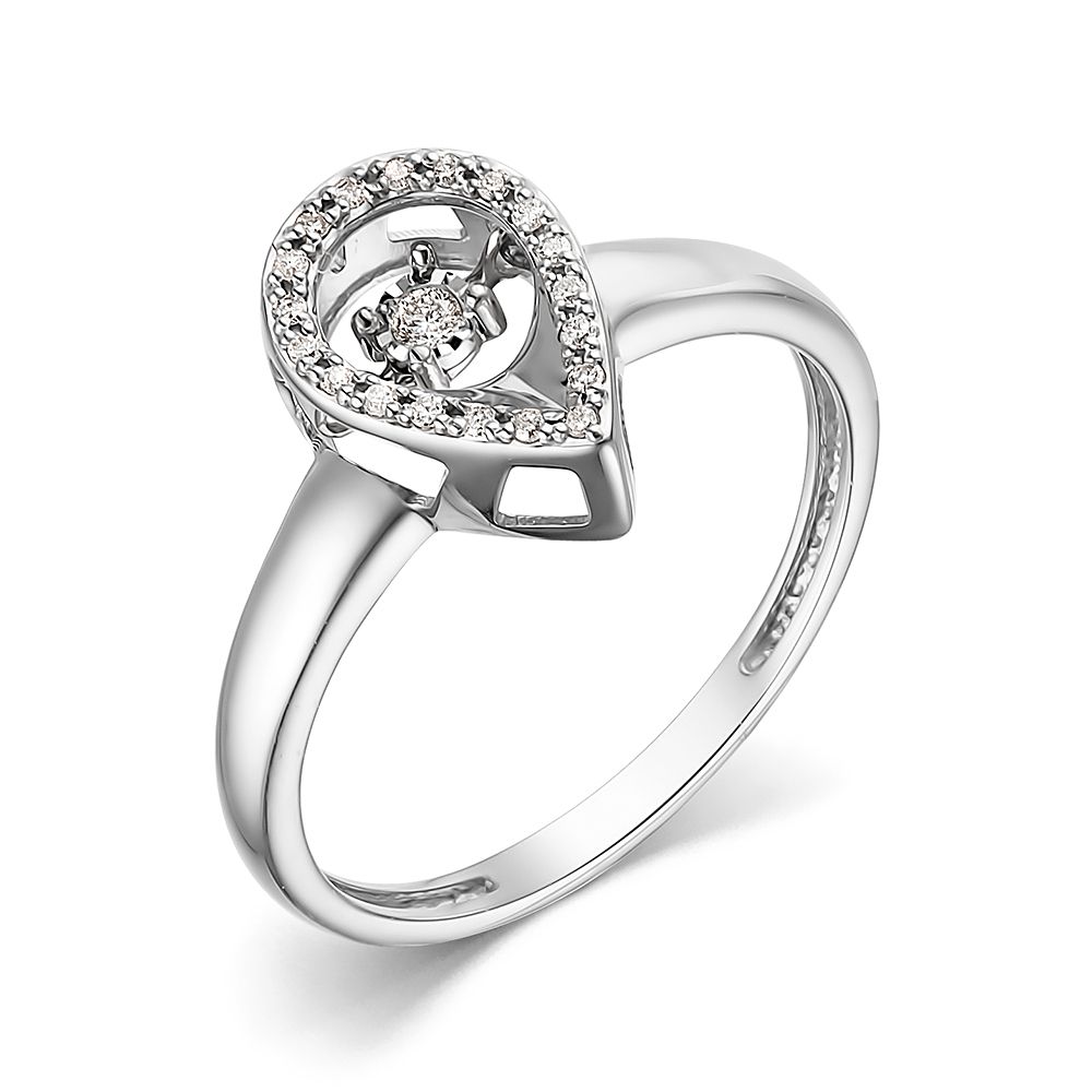 Кольцо с танцующим бриллиантом из белого золота 585 с родированием К/633-220