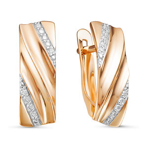 Серьги с фианитами из красного золота 585