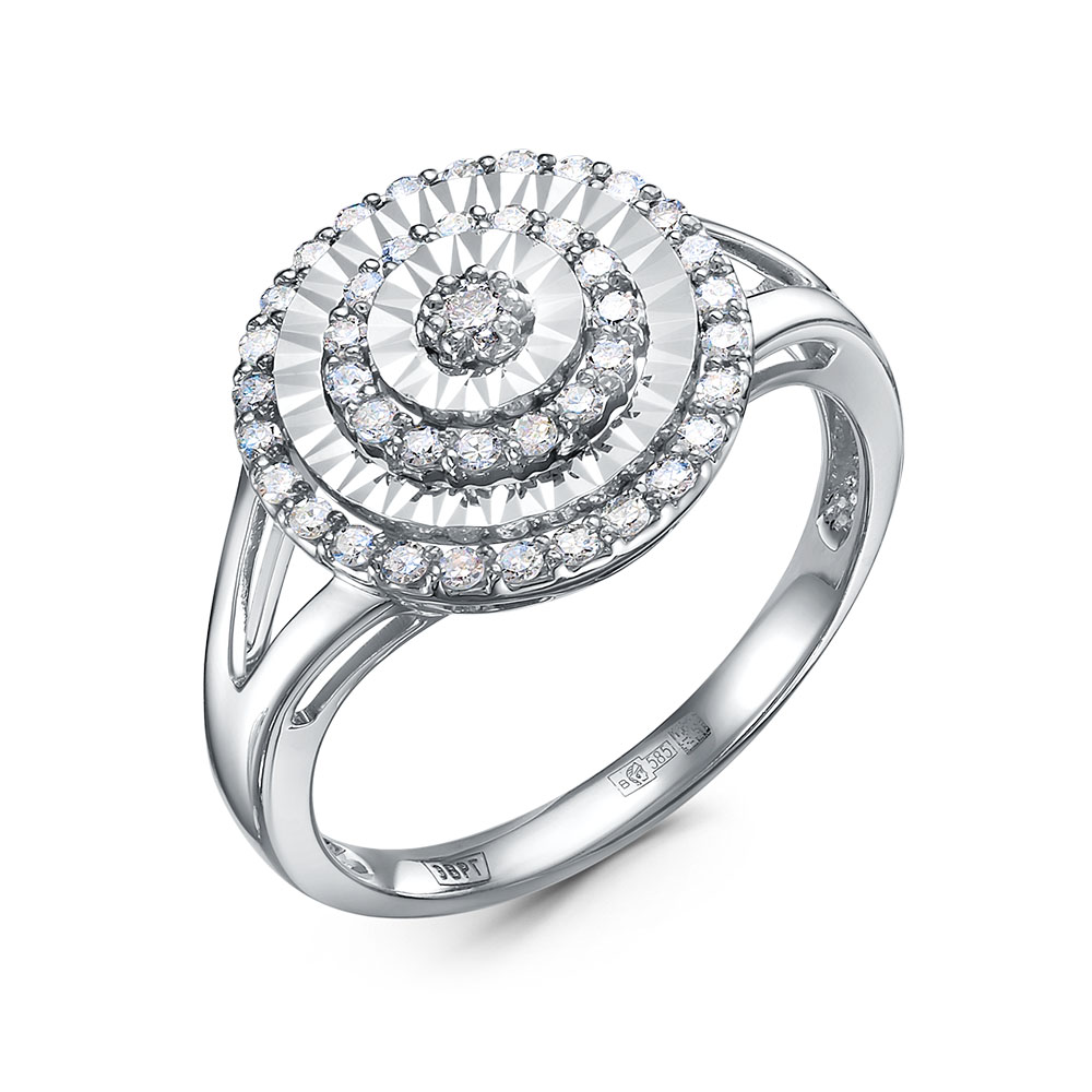 Кольцо с бриллиантами из белого золота 585 с родированием 5-7278-103И1-1Б