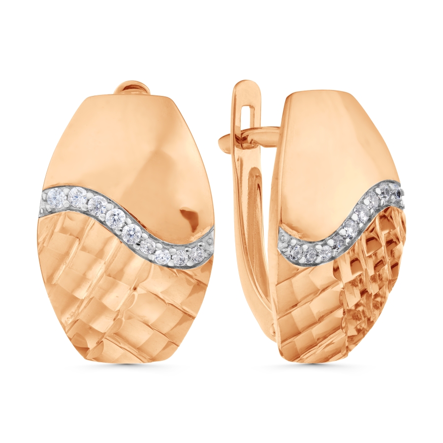 Серьги с фианитами из красного золота 585 Т147629025
