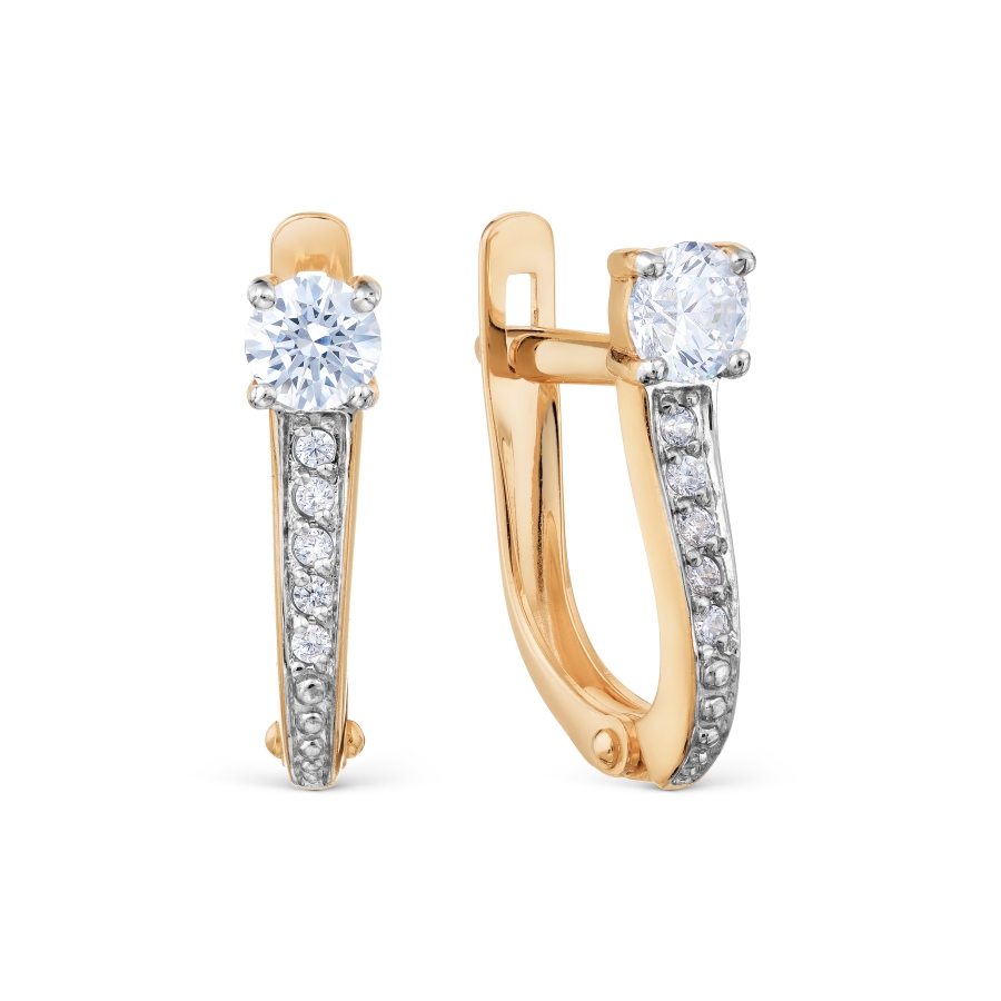 Серьги с фианитами из красного золота 585 Т142029828               