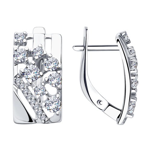 Серьги с фианитами из серебра 925 