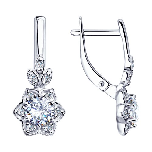 Серьги с фианитами из серебра 925  