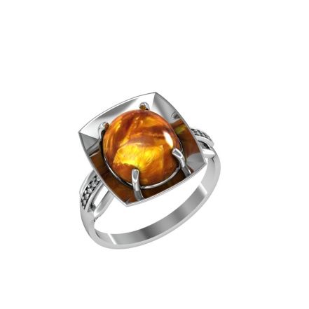 Кольцо с устричной бирюзой /перламутром из серебра 925 с родированием 211147