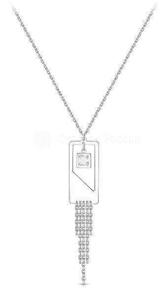 Колье с фианитом из серебра 925 с родированием 441-10-804р