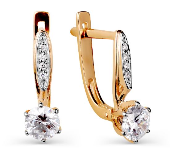 Серьги с фианитами из красного золота 585 Т142025781