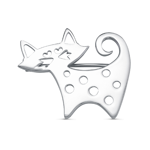 Брошь Кошка из серебра 925 с родированием 4000-3016-r