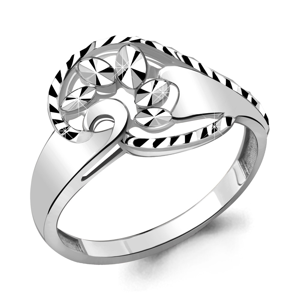 Кольцо с алмазной гранью из серебра 925 с родированием