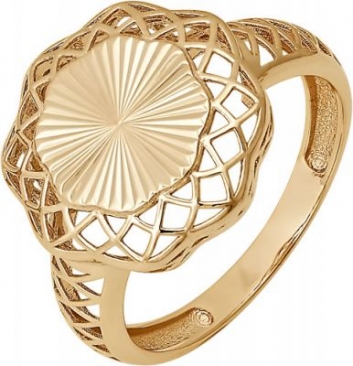 Кольцо без камней с алмазной гранью из красного золота 585 с родированием