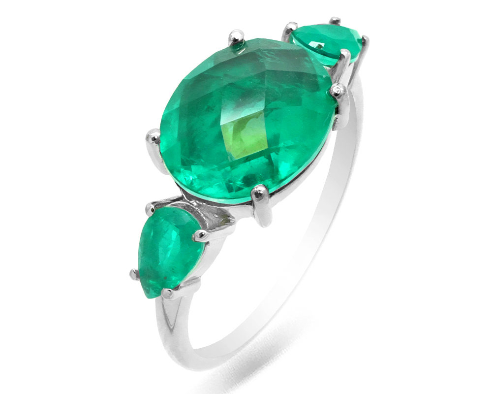 Кольцо с турмалином из серебра 925 с родированием 645092