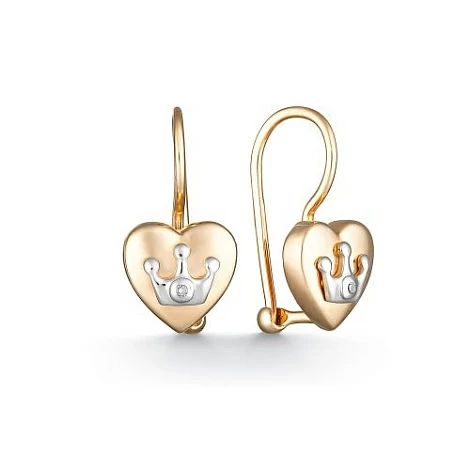 Серьги с бриллиантами из серебра 925 с золочением 02-1776/000Б-06