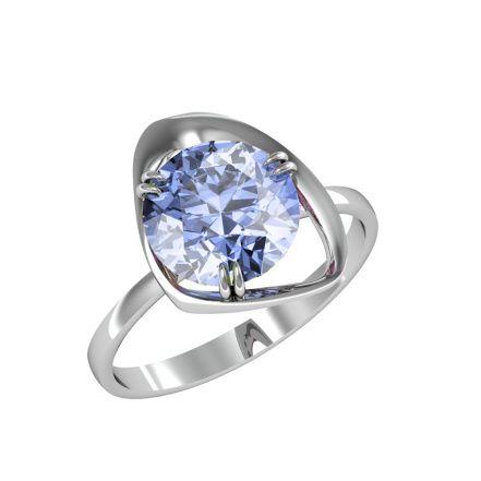 Кольцо с синим горным хрусталем из серебра 925 с родированием 211268