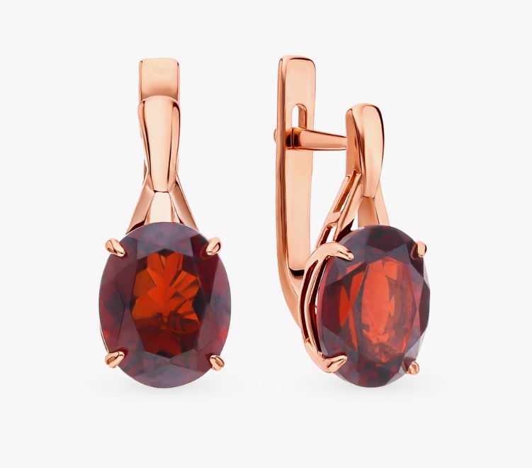 Серьги с гранатами из красного золота 585 200-1473_grst-001