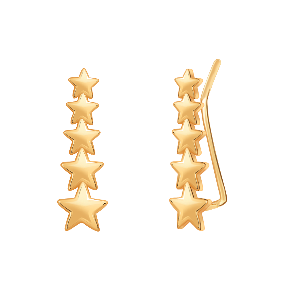 Серьги-каффы Звезды из красного золота 585 21161