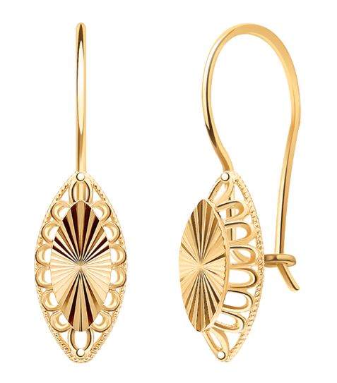 Серьги с алмазной гранью из красного золота 585 2655а